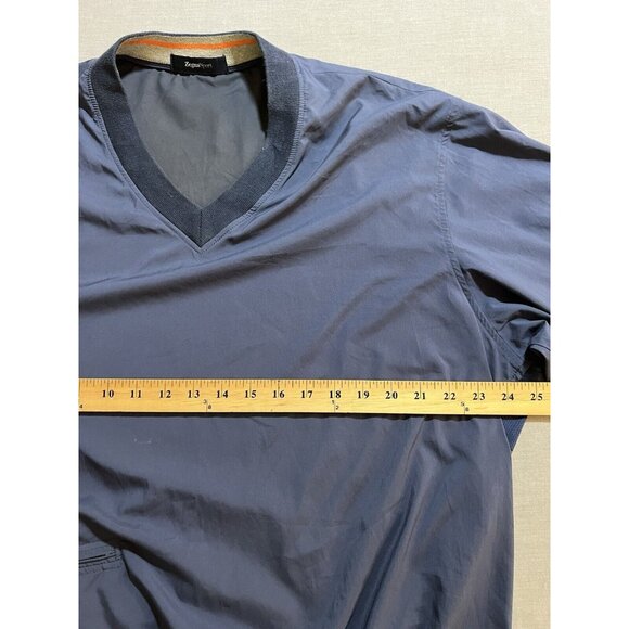 ZegnaS Sport Jacket Windbreaker Mens XL Blue Zip Pockets Long Sleeve Pullover - Picture 5 of 8